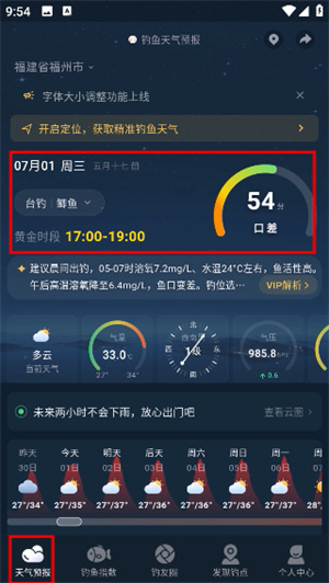 钓鱼天气预报